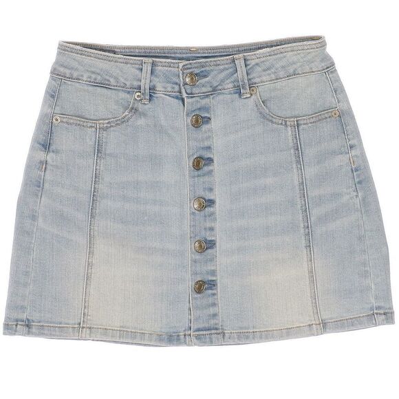 American Eagle Skirt Womens Size 4 Hi Rise A Line Button Light Blue Stretch W26 - Picture 1 of 7